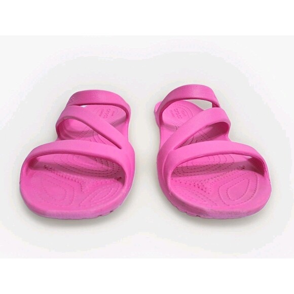 Crocs Kadee II Women's 10 Strappy Slip On Sandals Electric Pink Beach Pool - Picture 2 of 9